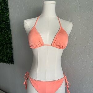 Peach Halter Bikini Set